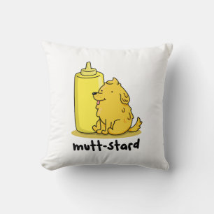 Mutt-stard Funny Doggy Mustard Pun Kudde