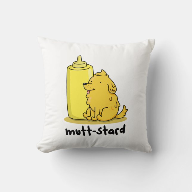 Mutt-stard Funny Doggy Mustard Pun Kudde (Framsida)
