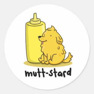Mutt-stard Funny Doggy Mustard Pun Runt Klistermärke