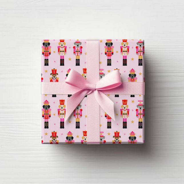 Muttcracker jul - Rosa hund nötknäppare Presentpapper (Pink Muttcracker Christmas Gift Wrap)