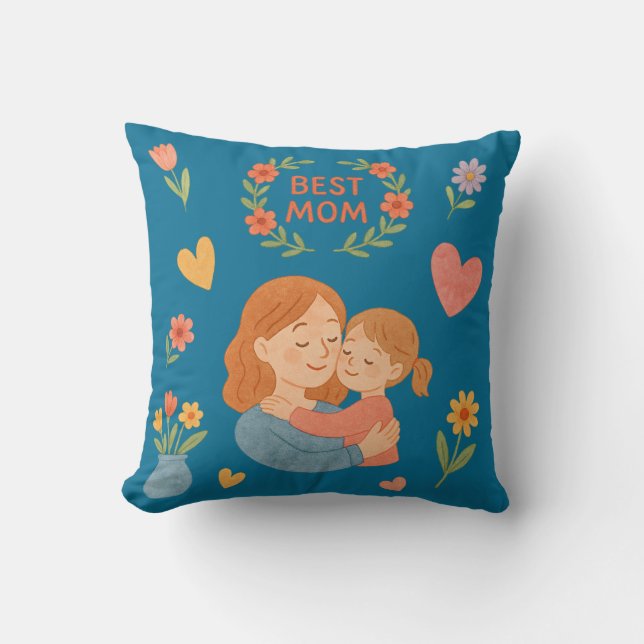 Muttertag- Mama und Tochter- mit Blumen Kudde (Framsida)
