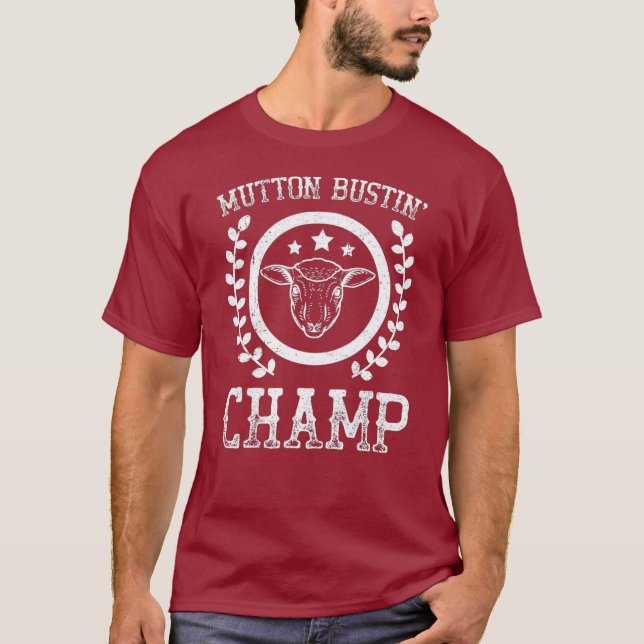 Mutton Bustin Champ Rodeo T Shirt (Framsida)
