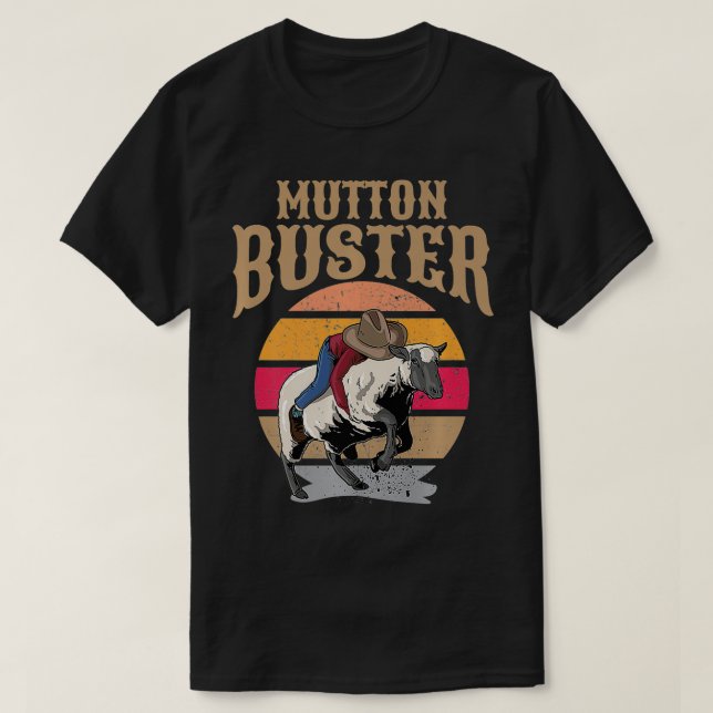 Mutton Busting Youth Rodeo Sheep Riding Event Bust T Shirt (Design framsida)