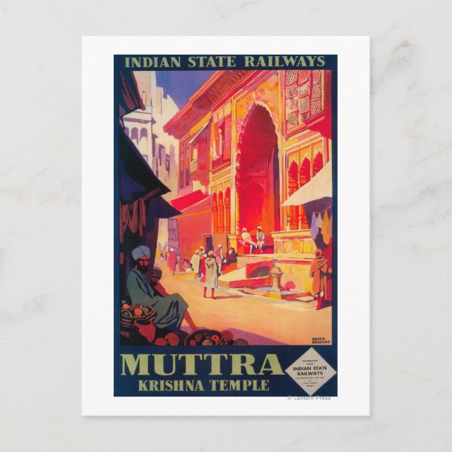 Muttra Krishna tempel reseguide affisch Vykort (Framsida)