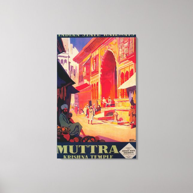 Muttra Krishna Temple Travel Poster Canvastryck (Framsida)