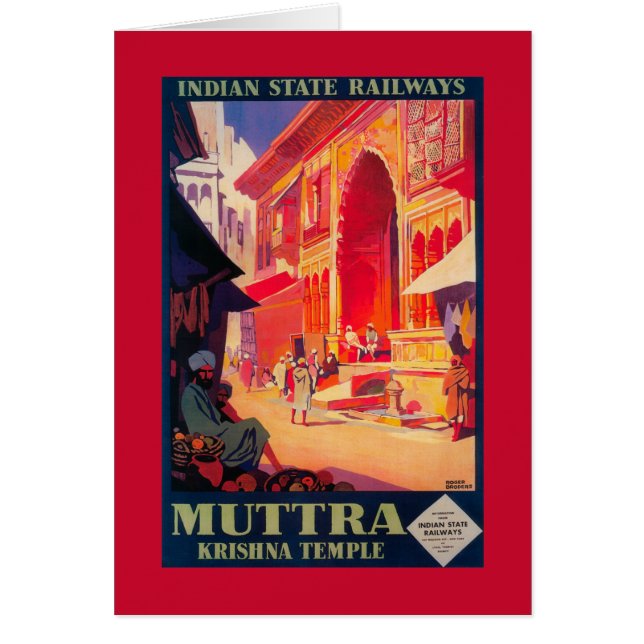Muttra Krishna Temple Travel Poster Hälsningskort (Framsidan)