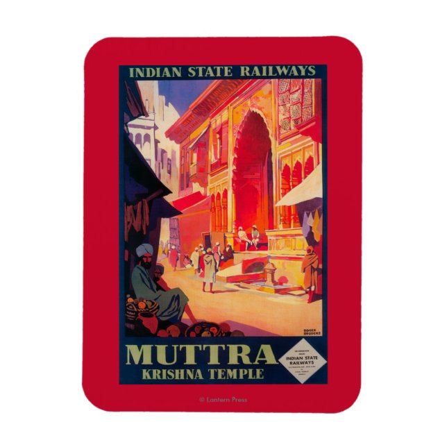 Muttra Krishna Temple Travel Poster Magnet (Vertikal)