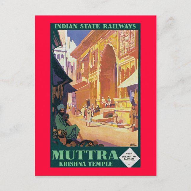 Muttra ~ Krishna Temple Vykort (Framsida)