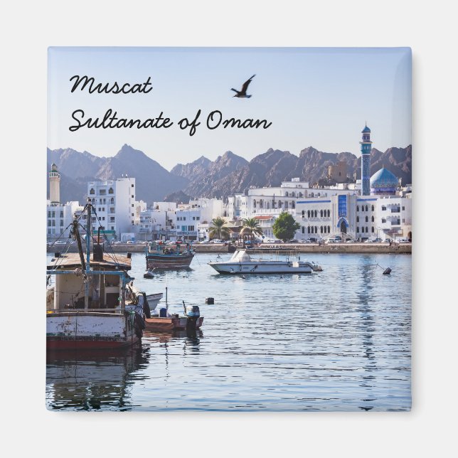 Muttrah fiskehamn - Muscat, Oman Magnet (Framsidan)
