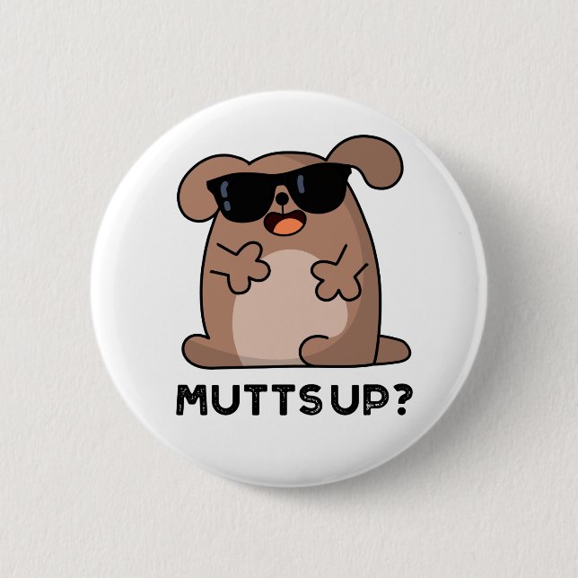 Mutts Up Funny Doggie Pun Knapp (Framsida)