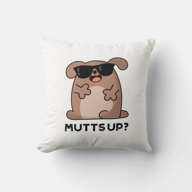 Mutts Up Funny Doggie Pun Kudde (Framsida)