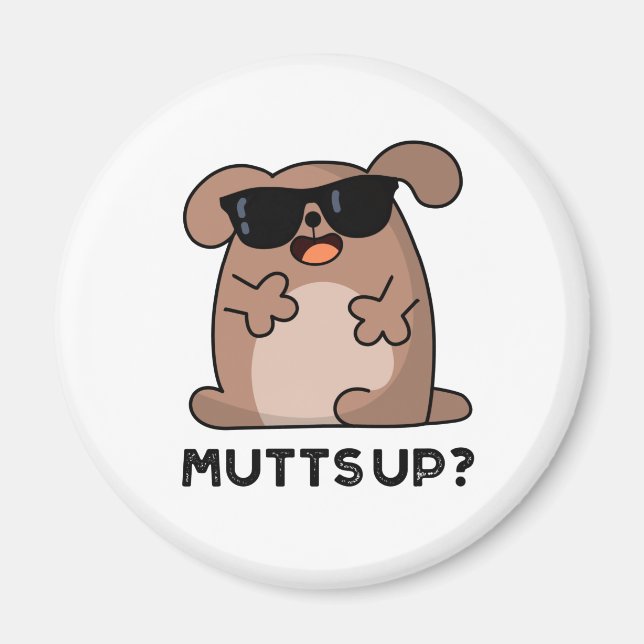 Mutts Up Funny Doggie Pun Magnet (Framsidan)