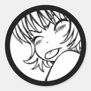 muuhh - gullig anime - kawaii>_< runt klistermärke