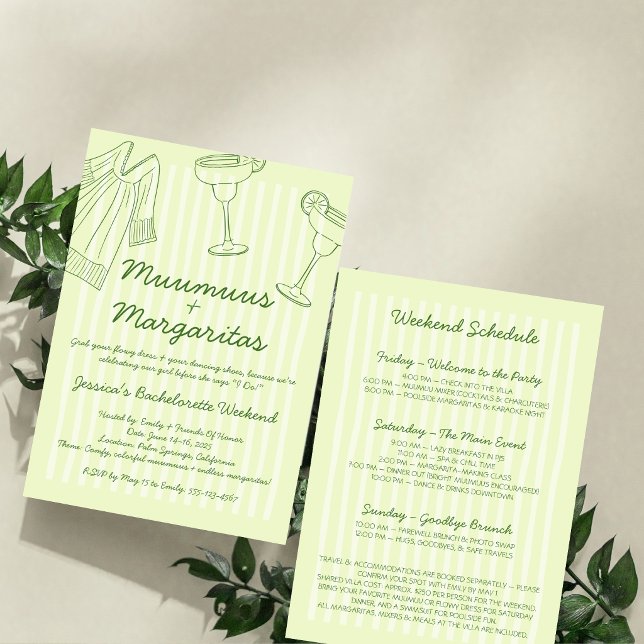 Muumuus & Margaritas Green Bachelorette Weekend Inbjudningar (Muumuus & Margaritas Green Bachelorette Weekend Invitation)