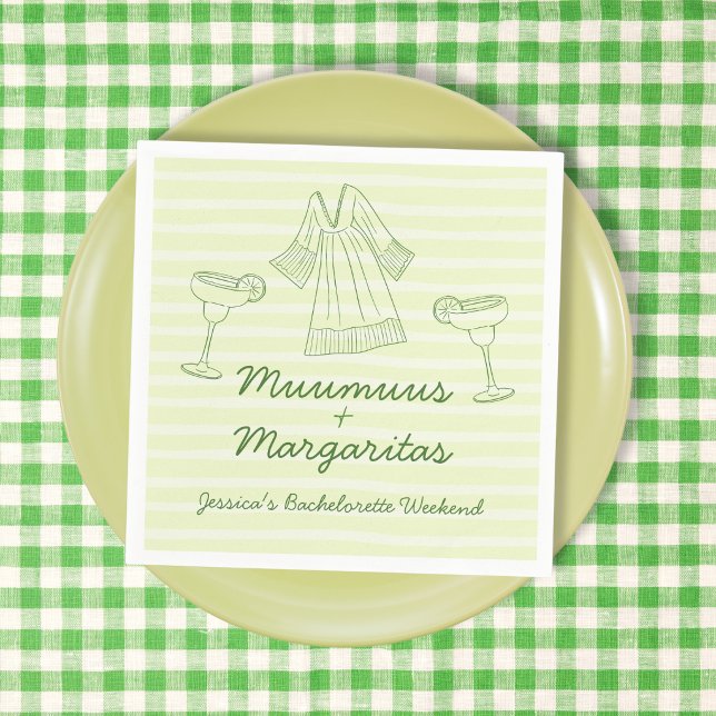 Muumuus & Margaritas Handskriven Sjungningsfest Pappersservett (Muumuus & Margaritas Handwritten Bachelorette Napkins)