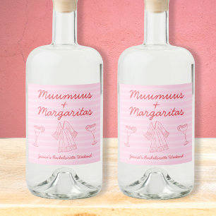 Muumuus & Margaritas Rosa & Röda Sängkammarparty Spritflaskor Etikett