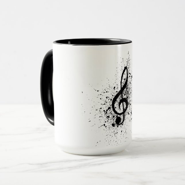 Muzikale bladmuziek muzieknoten patroon. Muziek Mugg (Framsida vänster)