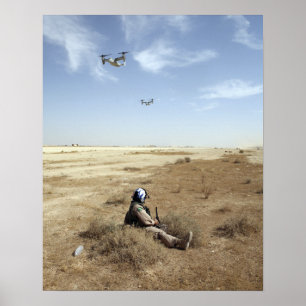 MV-22B Ospreys flyger över amerikansk sjukhuskorpi Poster