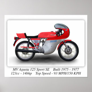 MV Agusta 125 Sportmotorcykel SE - Poster A3/A4