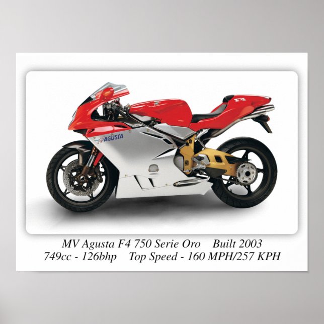 MV Agusta F4750 Serie Oro Motorcycle - A3 Size  Poster (Framsidan)