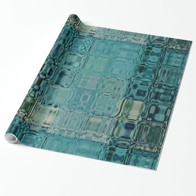 MVB Blue Teal-FauxGlass-Wrapping Papper Presentpapper (Utrullad)