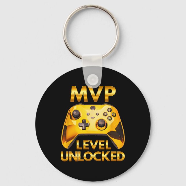 Mvp Level Unlocked Video Game Player Gold Gaming C Nyckelring (Framsida)