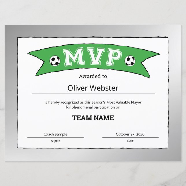 MVP Player - MVP-certifikat - Fotarcertifikat (Framsida)