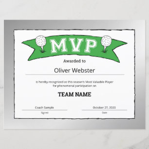 MVP Player - MVP-certifikat - Golf-certifikat