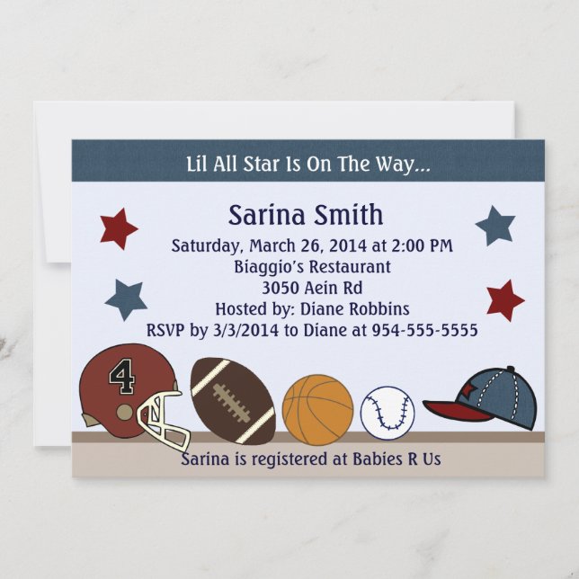 MVP/Sports2 Babykläder/Födelsedagsfest inbjudan (Framsida)