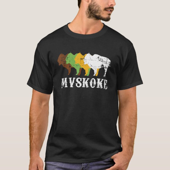 Mvskoke Bäck Muskogee Native Indian Manar T Shirt (Framsida)