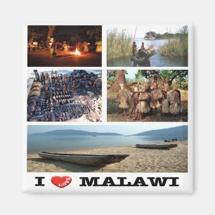 MW - Malawi - I Kärlek - Collage Mosaic Magnet