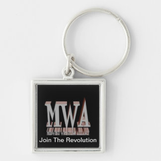 MWA-logotyp Keychain Fyrkantig Silverfärgad Nyckelring