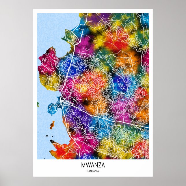 Mwanza Tanzania City Karta Poster (Framsidan)