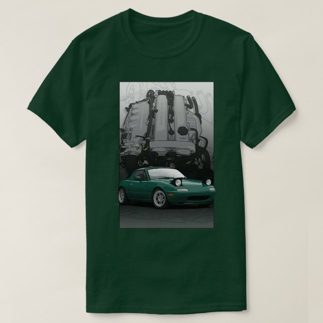 Mx5 Miata NA MK1 illustration med BP18-motor T Shirt (Design framsida)
