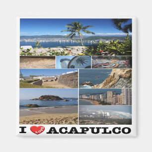 MX - Mexiko - Acapulco - I Kärlek - Collage Magnet