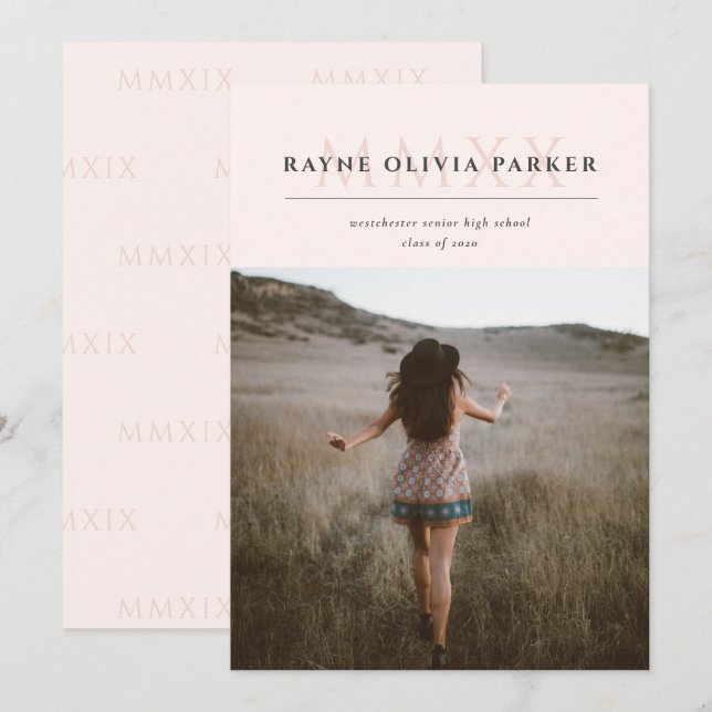 MXX Roman numeral 2020 Studenten annons Inbjudningar (Fram/baksida)