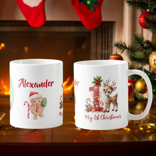 My 1st Christmas Little Reideer Photo Kaffemugg (Skapare uppladdad)