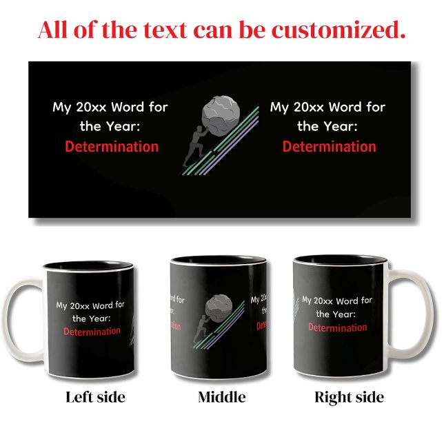 My 20xx Word Of The Year: Determination Två-Tonad Mugg (Word of Year Determination Sisyphus Mug)