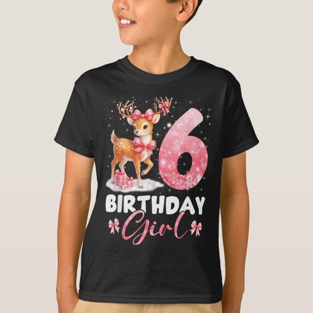 My 6th Birthday Girl Rudolph Nk Coquette 6 Years O T Shirt (Framsida)