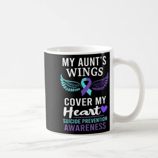My Aunt's Wings Cover Heart Suicide Awareness Ribb Kaffemugg (Höger)