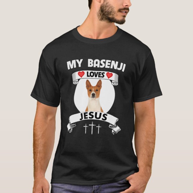 My Basenji Kärlek Jesus Christian Cute Family Hund T Shirt (Framsida)