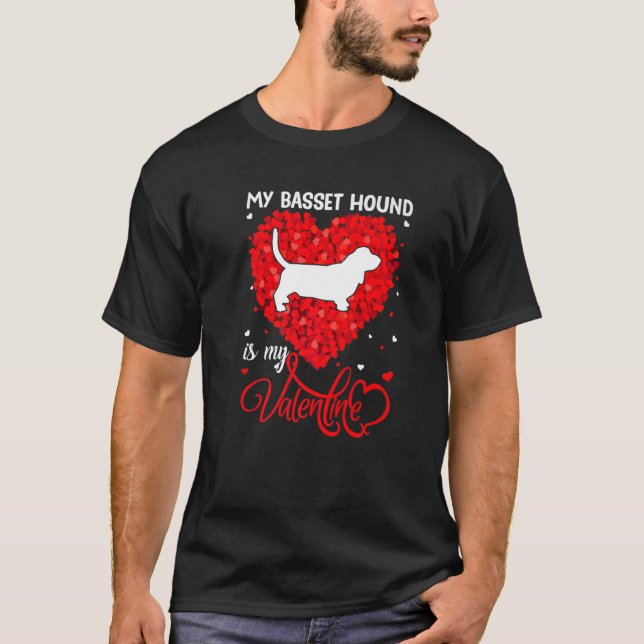 My Basset Hound Is My Valentine Basset Hound Dog V T Shirt (Framsida)
