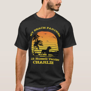 My Beach Partner Sunset Handflatan Jack Russell Te T Shirt