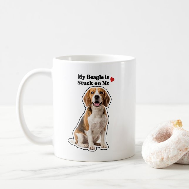 My Beagle Is Stuck On Me Cute Dog Lover Kaffemugg (Med munk)