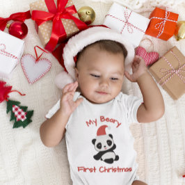 My Beary First Christmas – Panda with Santa Hat T Shirt
