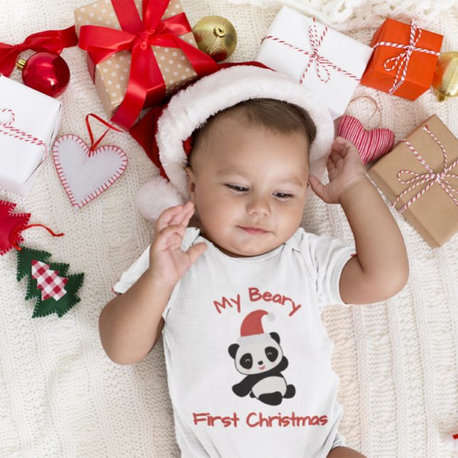 My Beary First Christmas – Panda with Santa Hat T Shirt (Skapare uppladdad)