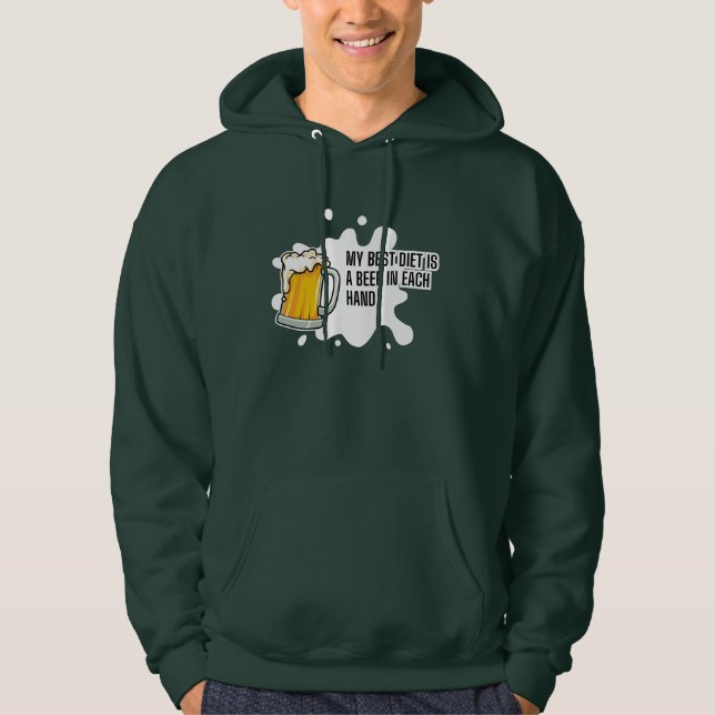 My Best Diet Is A Beer – Funny Drinking Gift Hoodie (Framsida)