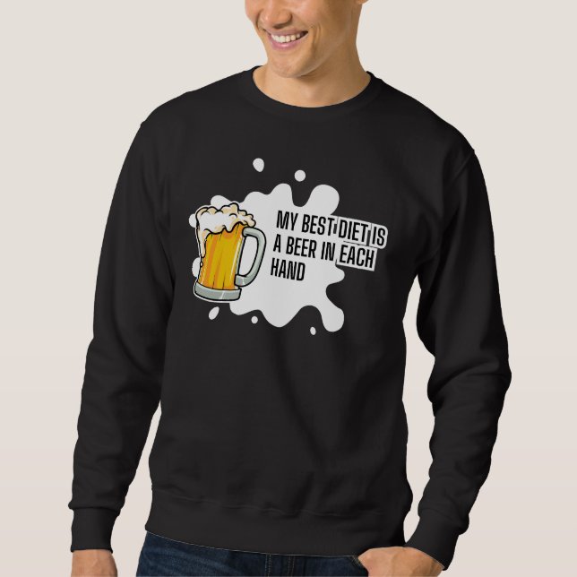 My Best Diet Is A Beer – Funny Drinking Gift Lång Ärmad Tröja (Framsida)
