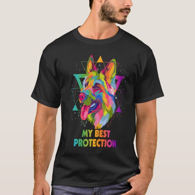 My Best Protection German Shepherd  Shepard Humor  T Shirt (Framsida)
