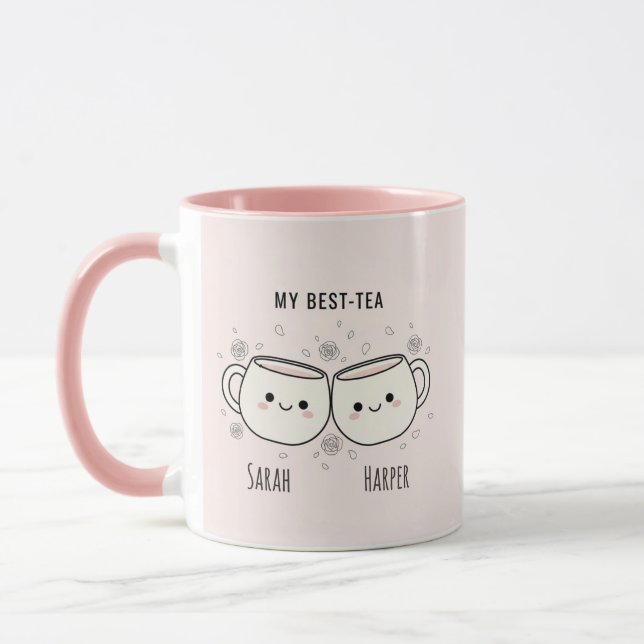 "My Best-Tea" Cute Personalized Best Friend Mug Mugg (Vänster)